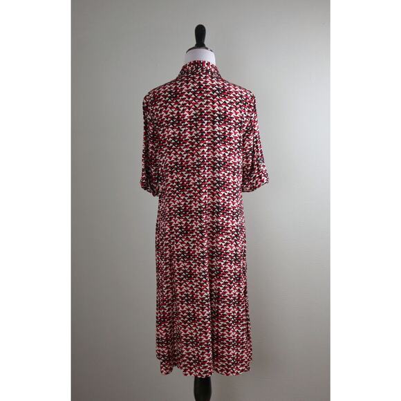J.JILL NWT $98 Triangle Geo Print Button Up Casual Collared Shirt Dress Size 6 - Picture 4 of 6